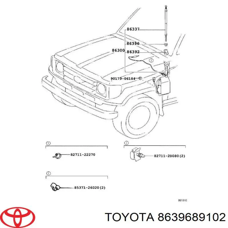 8639689102 Toyota гайка штока антени