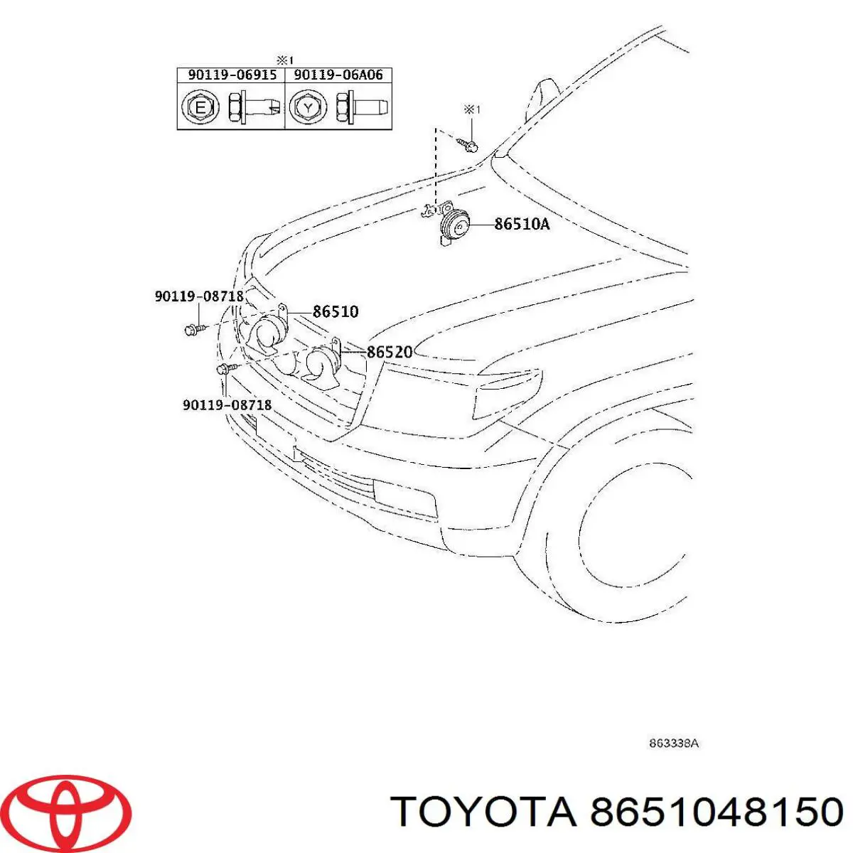 Сигнал звукової, клаксон Toyota 8651048150 ціна, від 16.93 USD