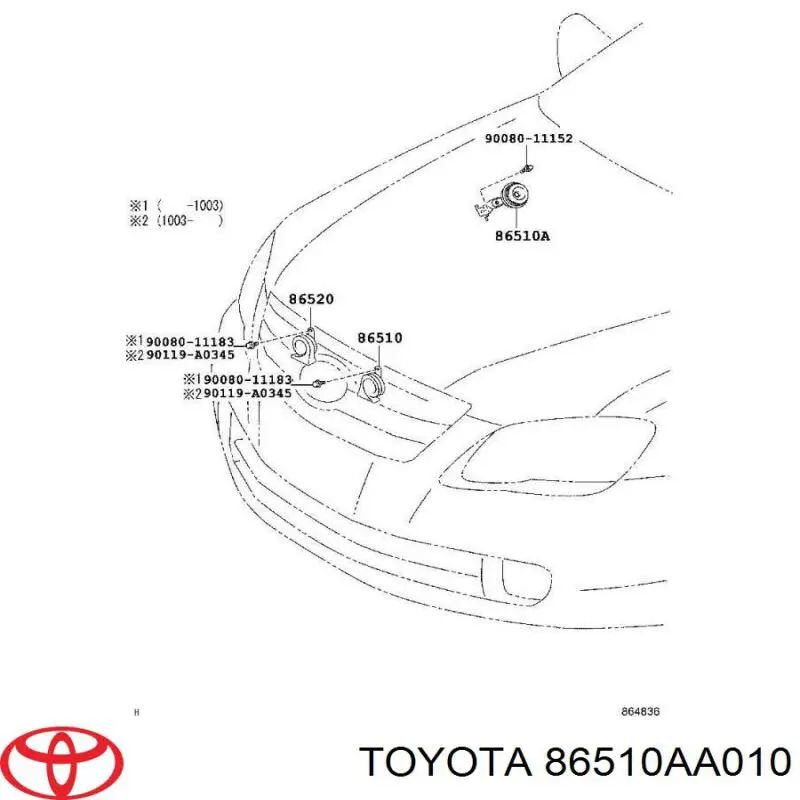 Купити 86510AA010 Toyota Сигнал звукової, клаксон