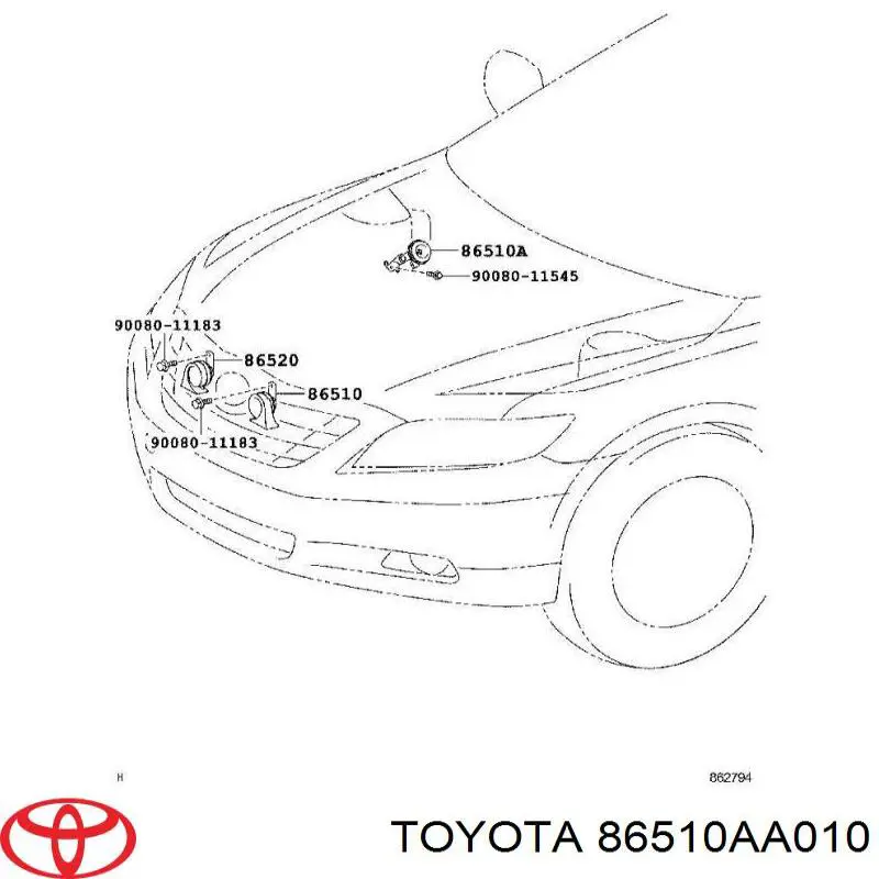 Сигнал звукової Toyota Avalon (AXXH50,GSX50) (Тойота Авалон)