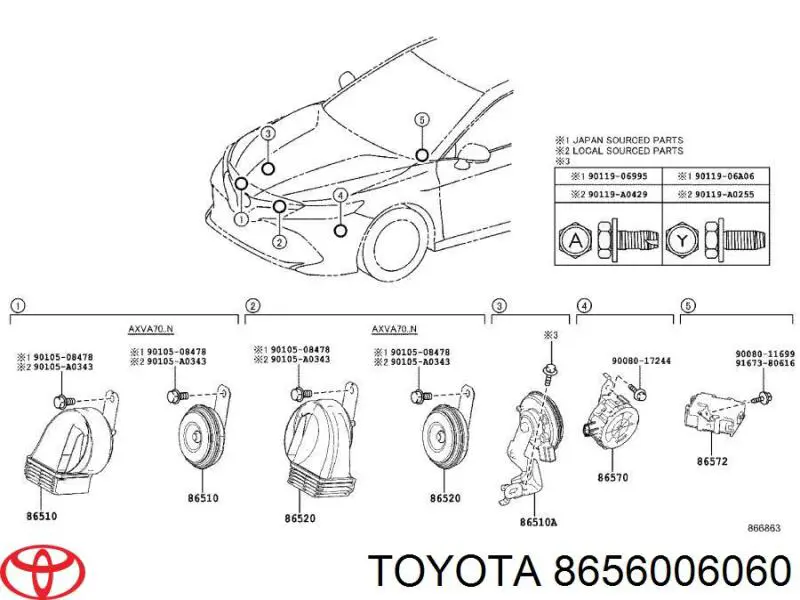 8656006060 Toyota Звуковий дзвінок сигналізації