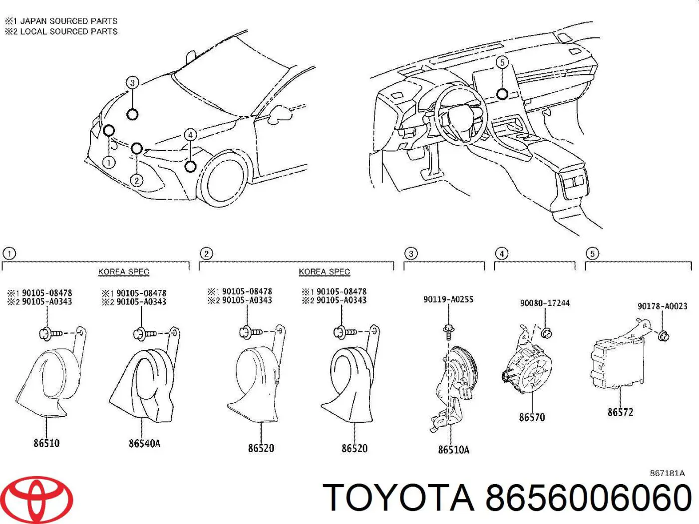 Звуковий дзвінок сигналізації Toyota 8656006060 ціна, від 12.50 USD