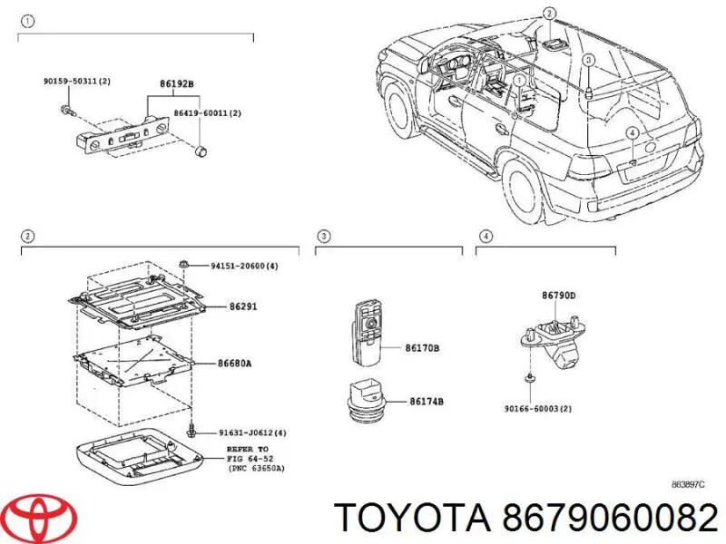 Камера системи забезпечення видимості Toyota 8679060082 ціна, від 253.39 USD