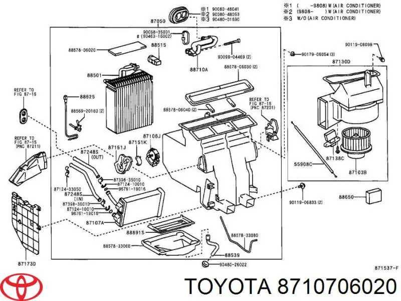 Радіатор пічки (обігрівача) Toyota 8710706020 ціна, від 541.13 USD