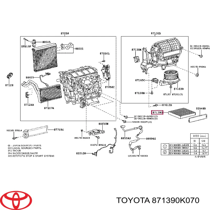 Купити 871390K070 Toyota Фільтр салону вугільний