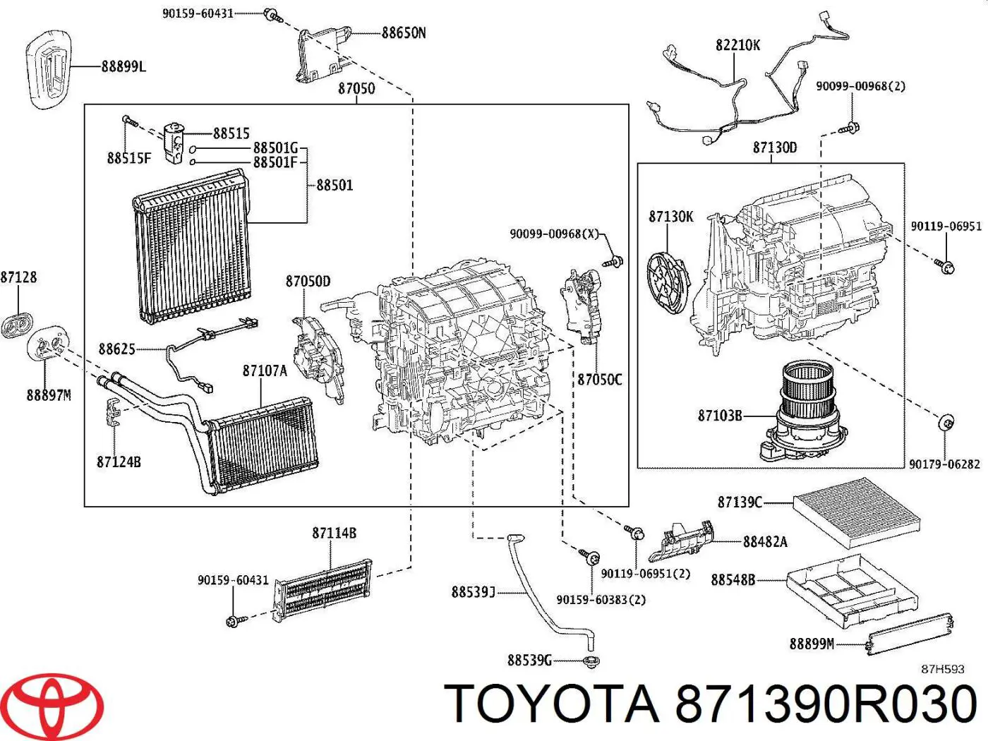 Фільтр повітряний обігрівача Toyota 871390R030 ціна, від 32.15 USD