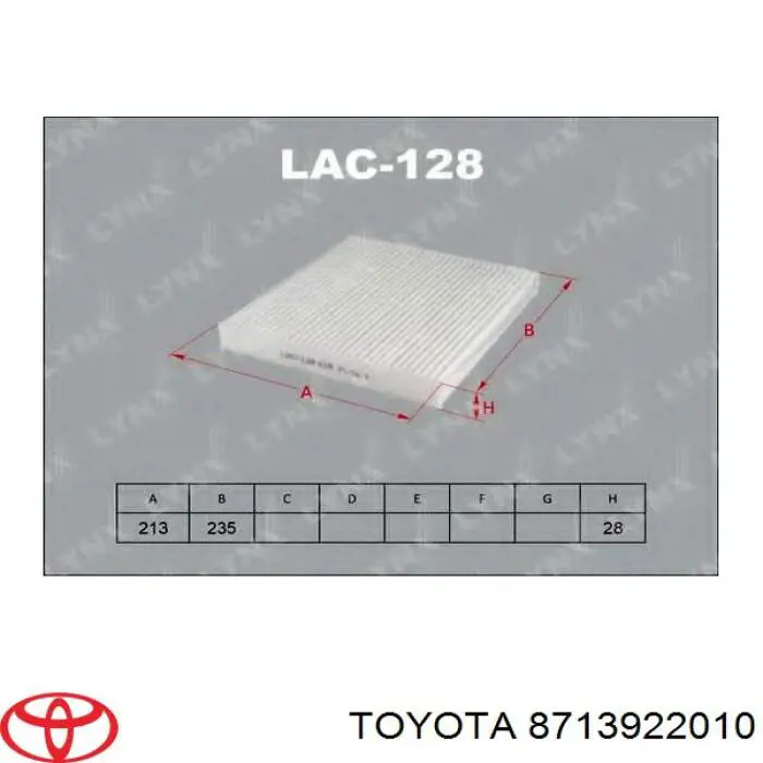 Фільтр салону 8713922010 Toyota