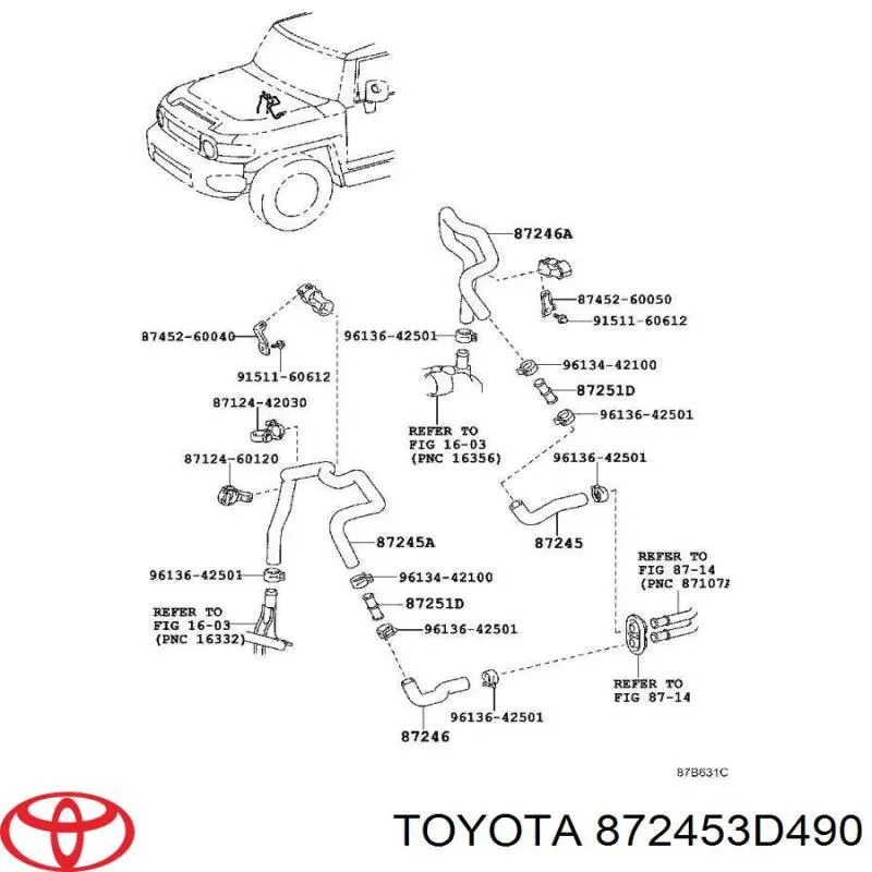 Шланг радіатора опалювача/пічки, обратка Toyota 872453D490 ціна, від 18.98 USD