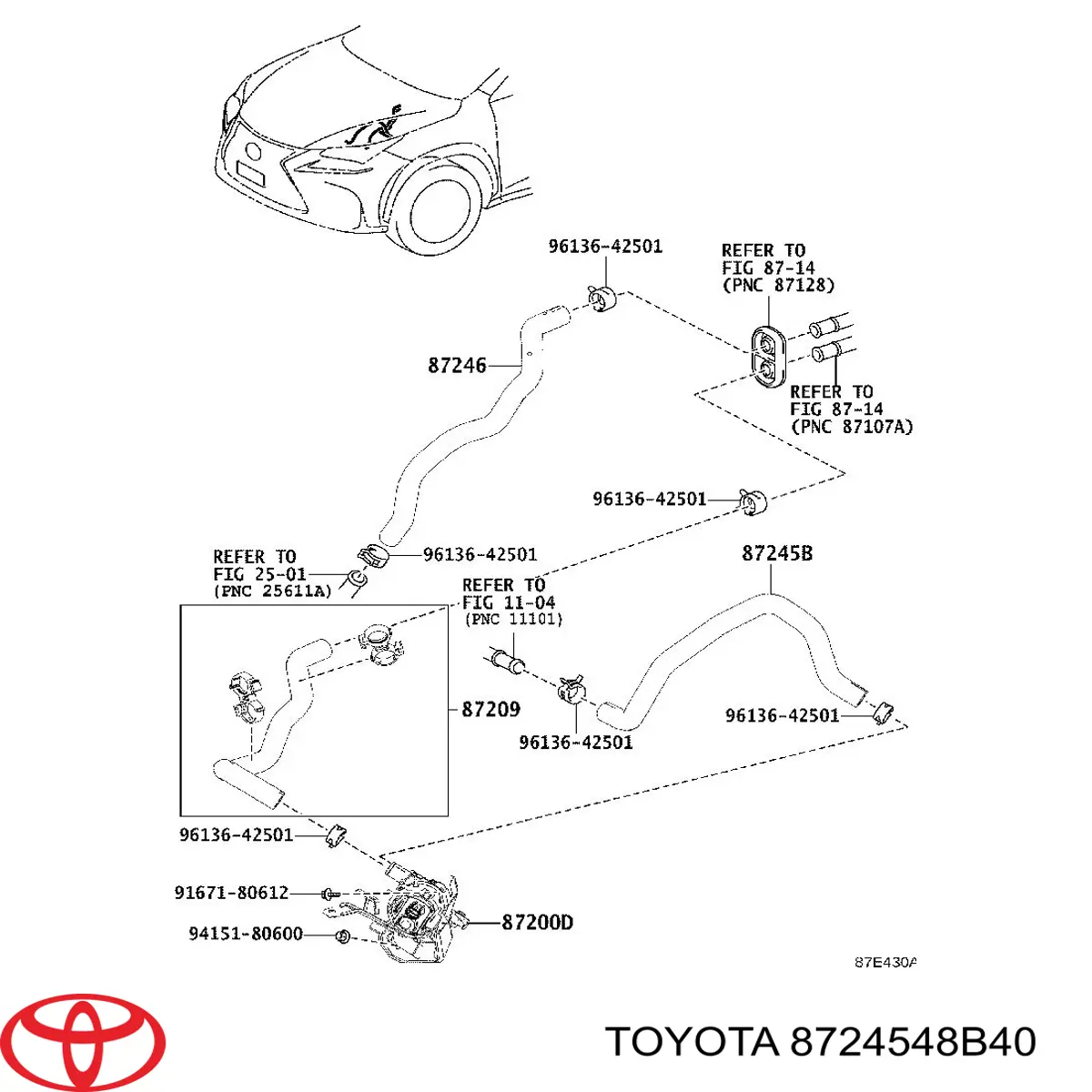 8724548B40 Toyota Шланг радіатора опалювача/грубки, подача