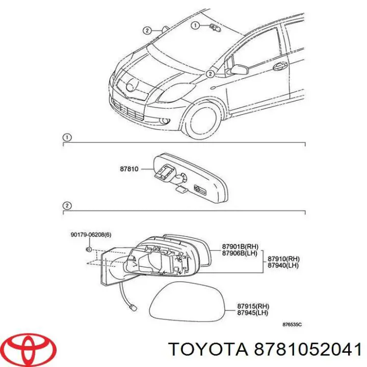Купити 8781052041 Toyota Дзеркало салону авто