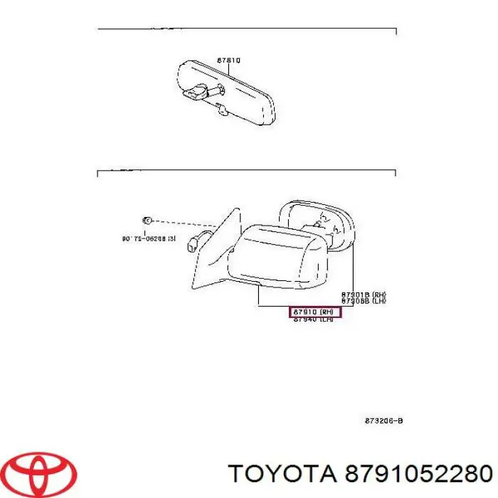 Дзеркало праве 8791052280 Toyota