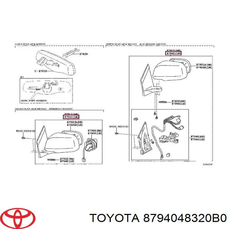 8794048320B0 Toyota Дзеркало заднього виду, ліве