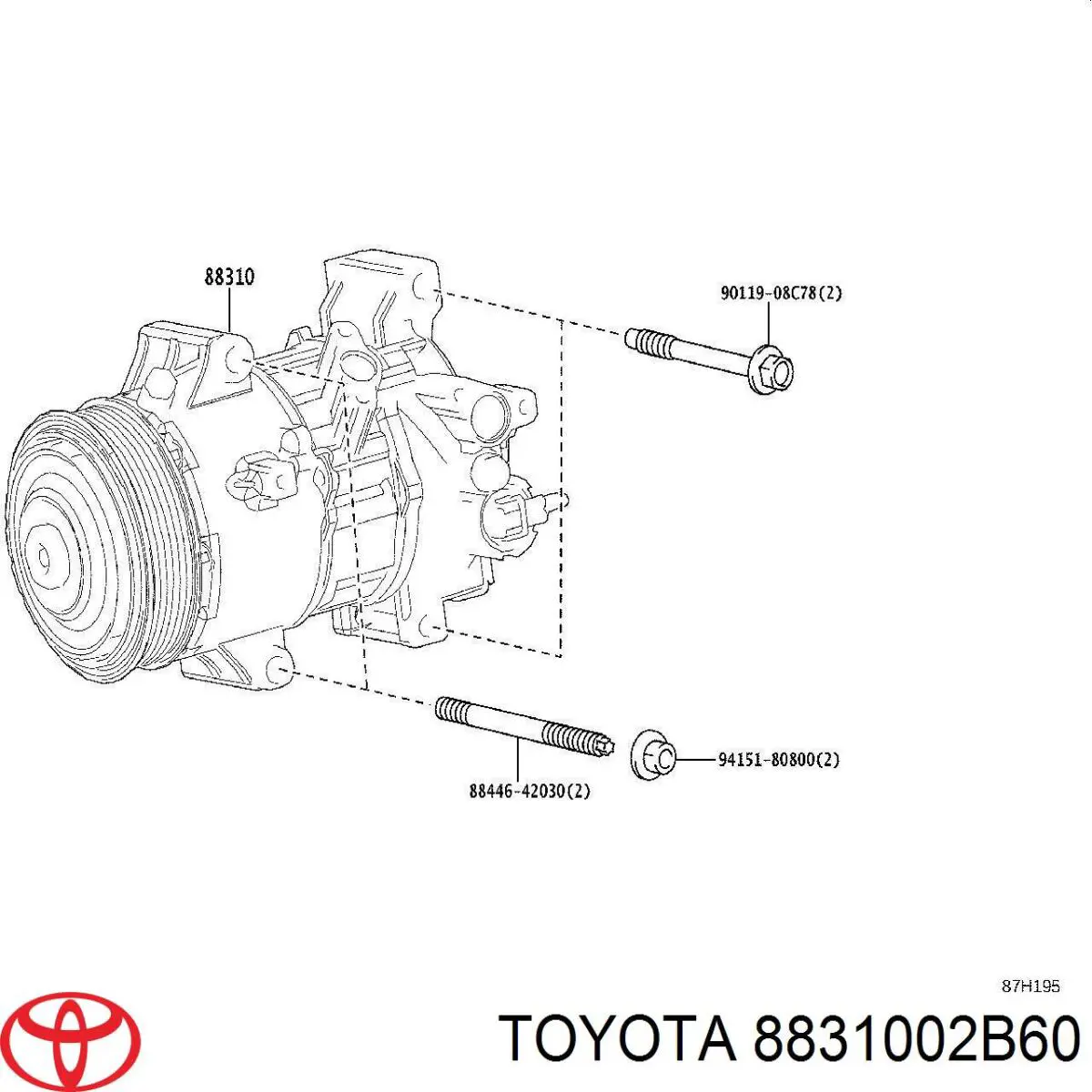 Компресор системи кондиціювання Toyota 8831002B60 ціна, від 533.39 USD