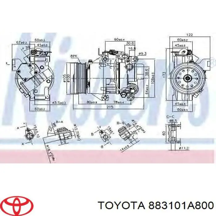 Компресор кондиціонера 883101A800 Toyota