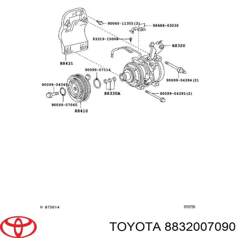 Компресор системи кондиціювання Toyota 8832007090 ціна, від 444.87 USD