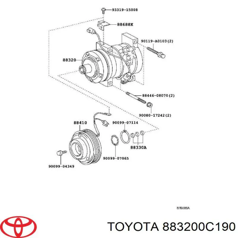 Компресор системи кондиціювання Toyota 883200C190 ціна, від 202.77 USD