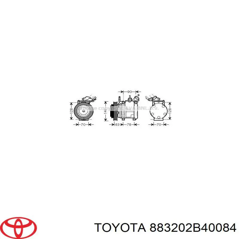 Компресор кондиціонера 883102B590 Toyota