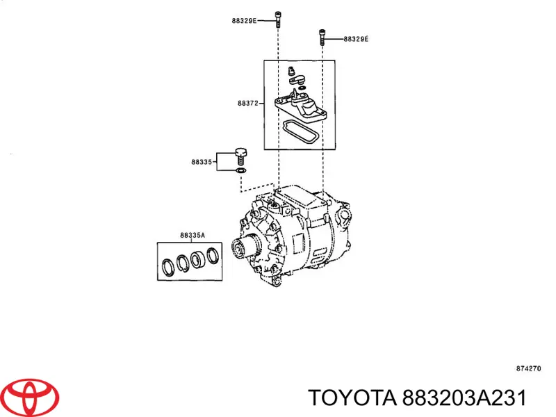 Компресор системи кондиціювання Toyota 883203A231 ціна, від 489.48 USD