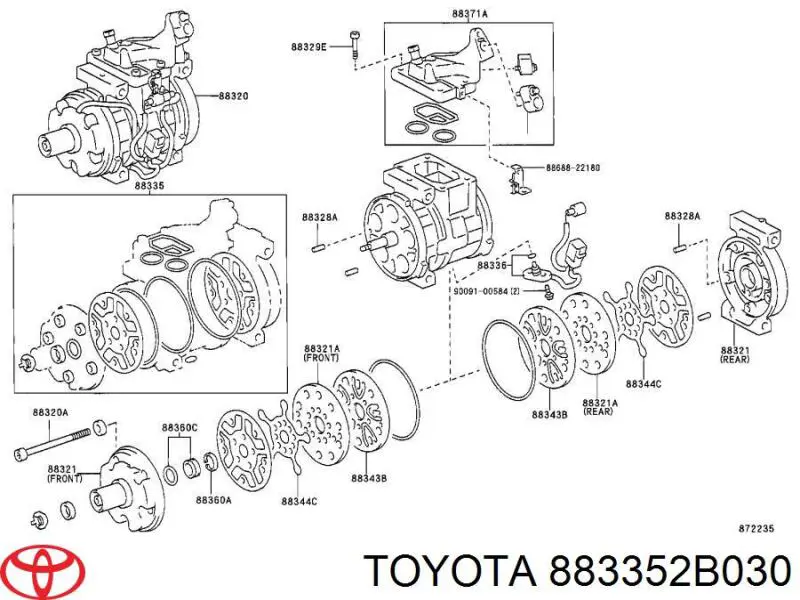 Ремкомплект компресора кондиціонера Toyota 883352B030 ціна, від 91.19 USD