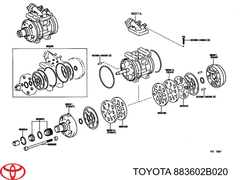Ремкомплект компресора кондиціонера Toyota 883602B020 ціна, від 26.51 USD
