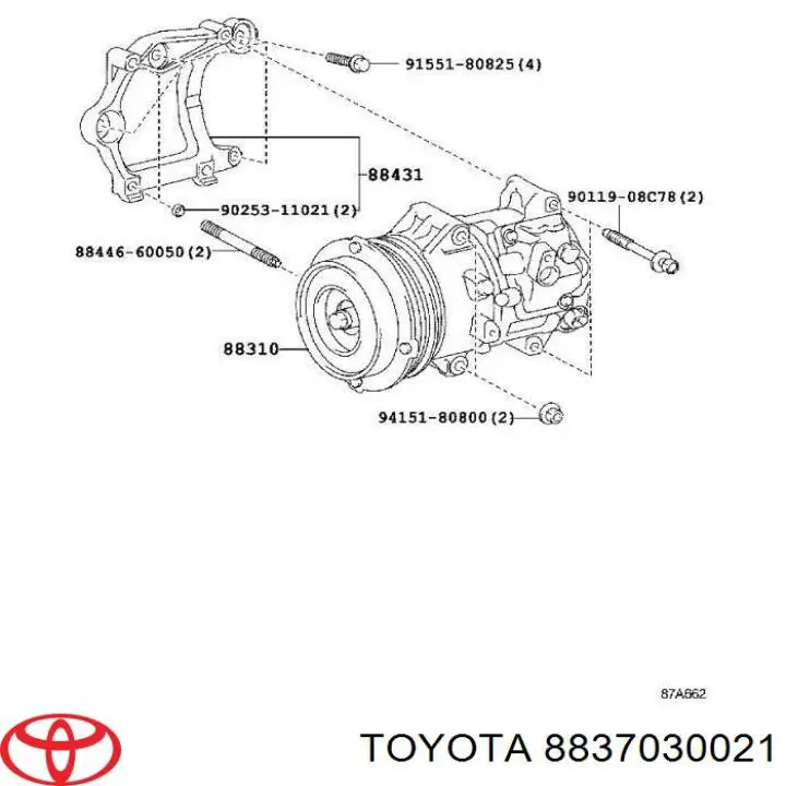 Компресор системи кондиціювання Toyota 8837030021 ціна, від 113.89 USD
