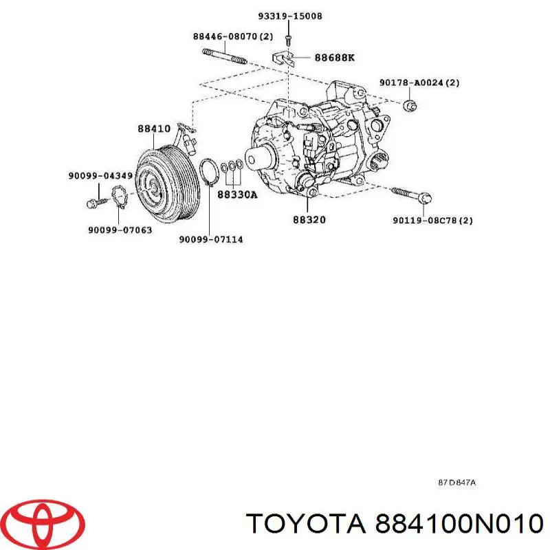 884100N010 Toyota Привід компресора системи опалення