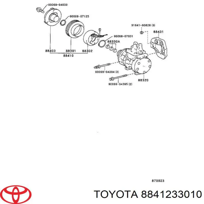 8841233010 Toyota шків компресора кондиціонера