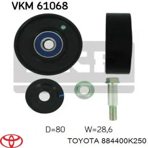 Ролик приводного ременя, паразитний Toyota 884400K250 ціна, від 25.50 USD