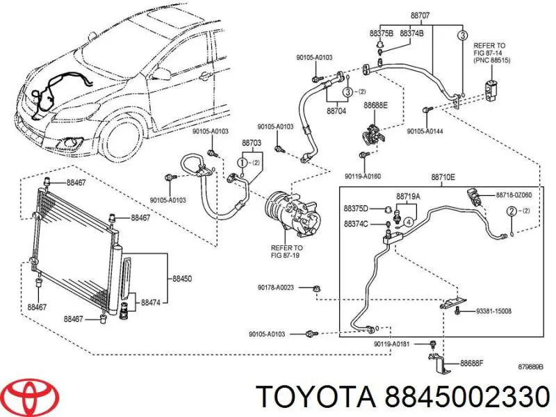 Радіатор кондиціонера 8845002330 Toyota