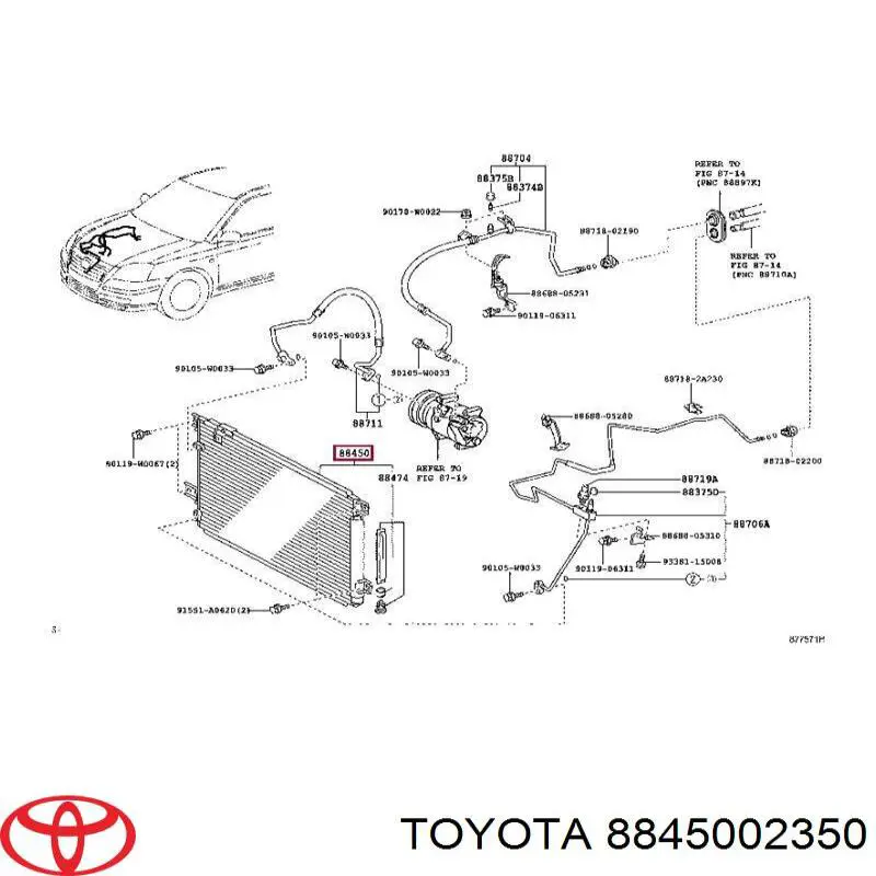 Конденсатор кондиціонера Toyota 8845002350 ціна, від 66.92 USD