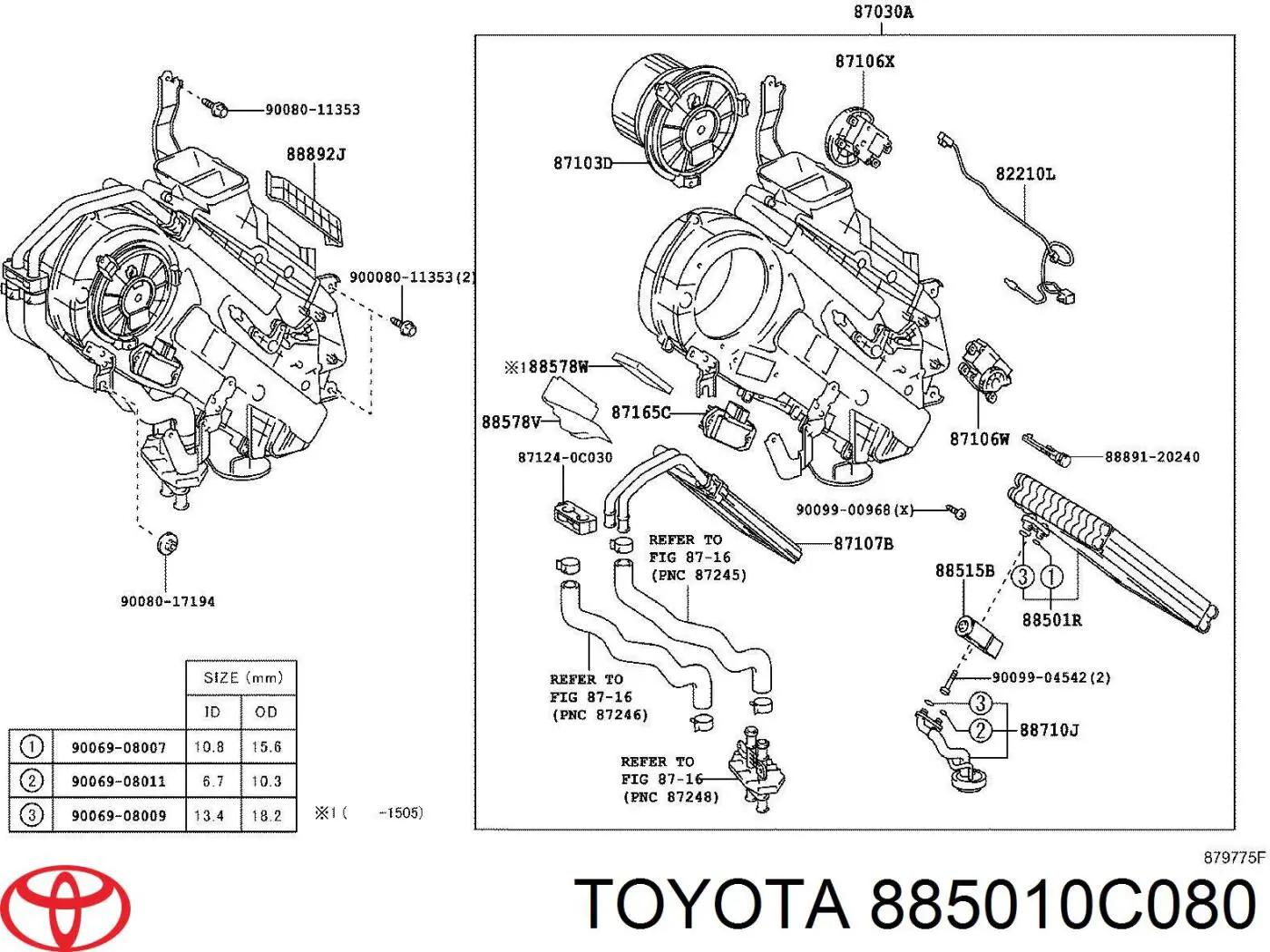 Купити 885010C080 Toyota Випарник кондиціонера задній