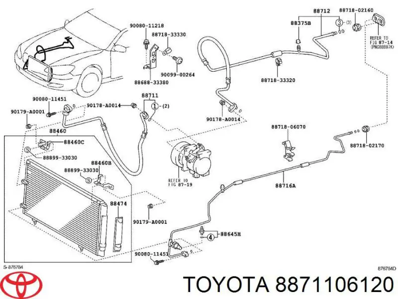 Шланг кондиціонера, від компресора до радіатора Toyota 8871106120 ціна, від 30.41 USD