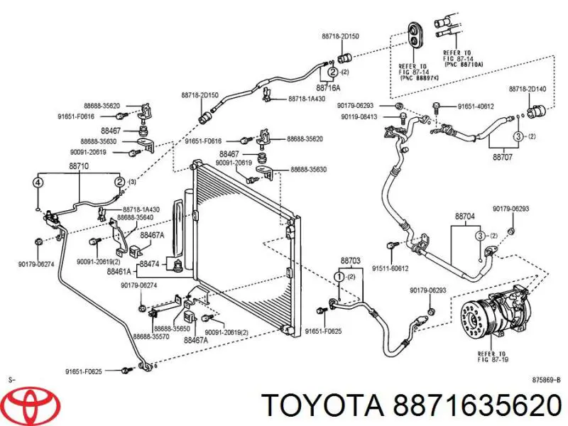 Шланг кондиціонера, від радіатора до випарника Toyota 8871635620 ціна, від 74.38 USD