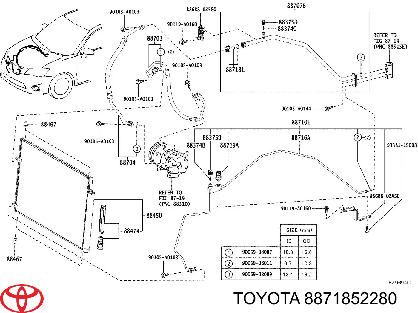 Хомут шланга кондиціонера Toyota RAV4 5 (A5) (Тойота Рав4)