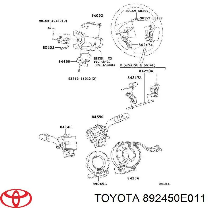 Датчик кута повороту кермового колеса 892450E011 Toyota