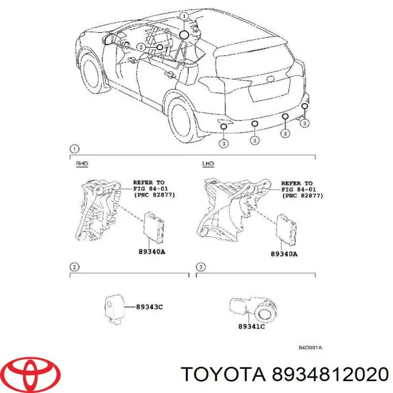 8934812020 Toyota кронштейн датчика парктроніка, передній бічний