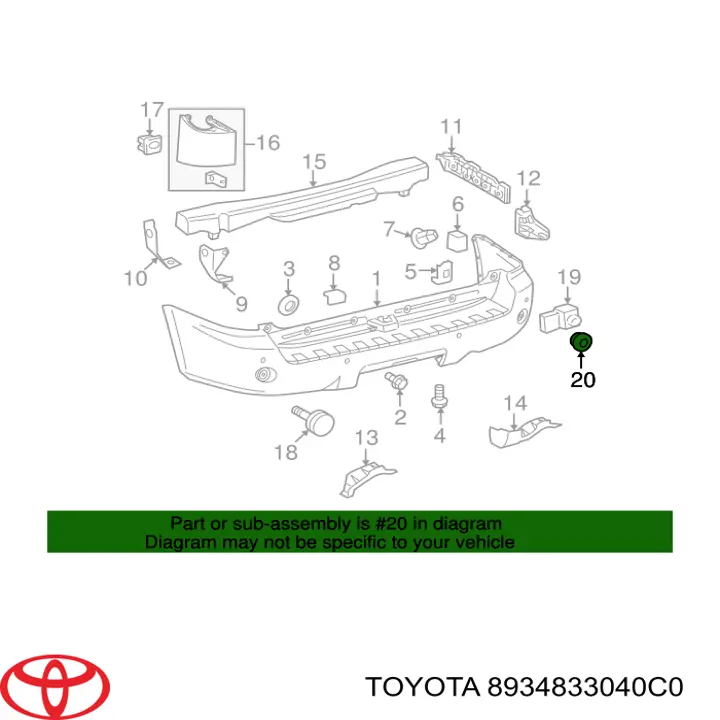 8934833040C0 Toyota Кронштейн датчика парктроніка, задній комплект
