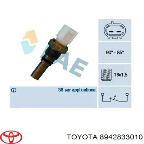 Датчик включення вентилятора 8942833010 Toyota