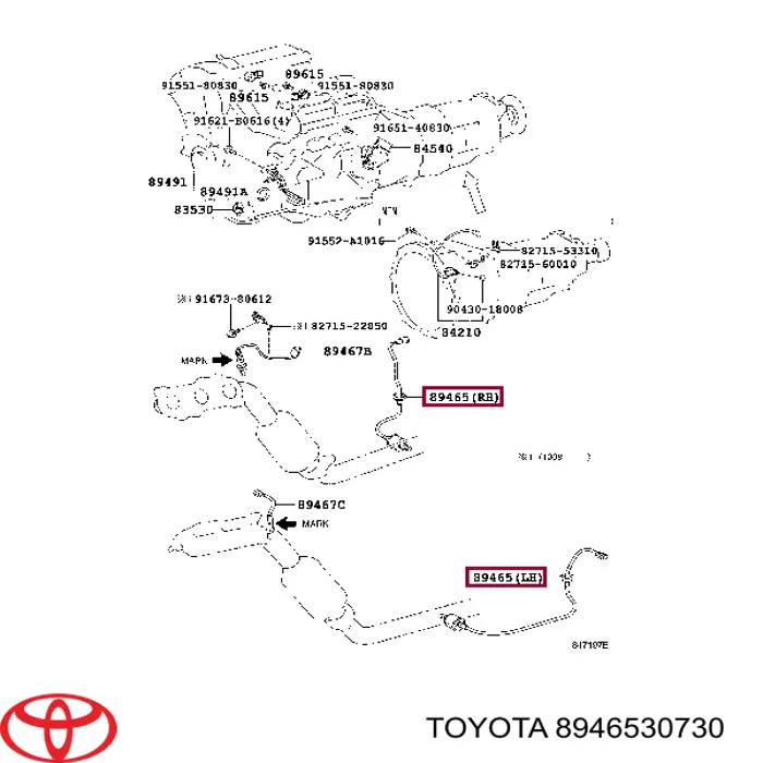 Лямбдазонд, датчик кисню після каталізатора, лівий Toyota 8946530730 ціна, від 33.22 USD