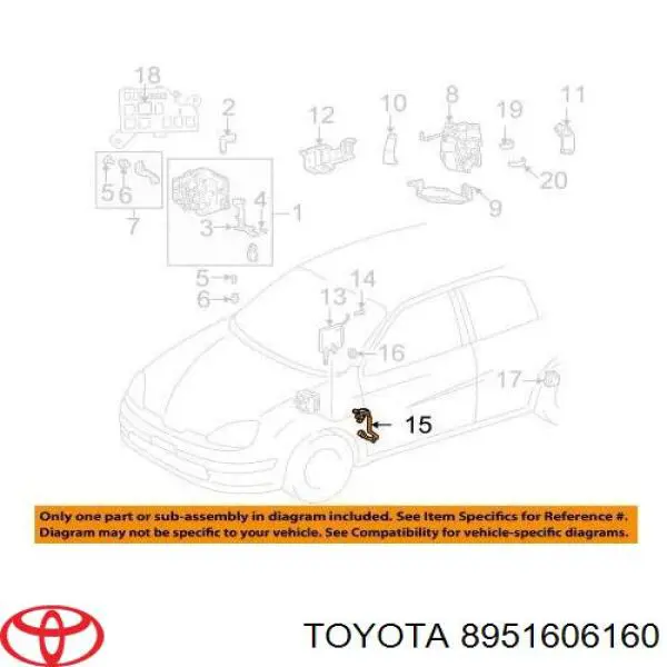 8951606160 Toyota Датчик ABS задній лівий