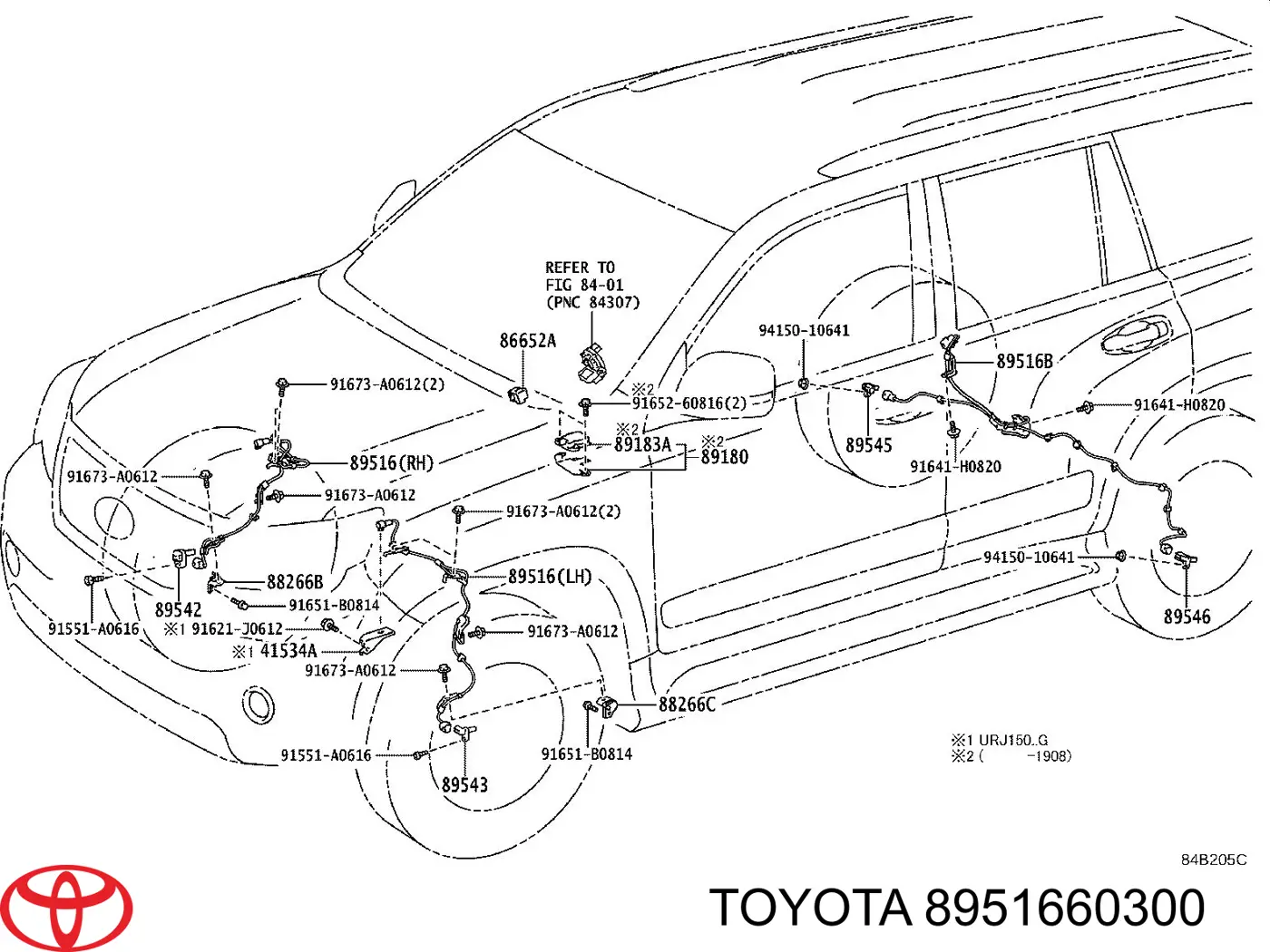 Дріт датчика АБС задній правий Toyota 8951660300 ціна, від 63.49 USD