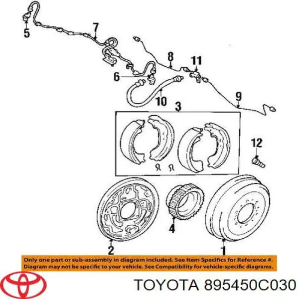 Купити 895450C030 Toyota Датчик АБС (ABS) задній, правий