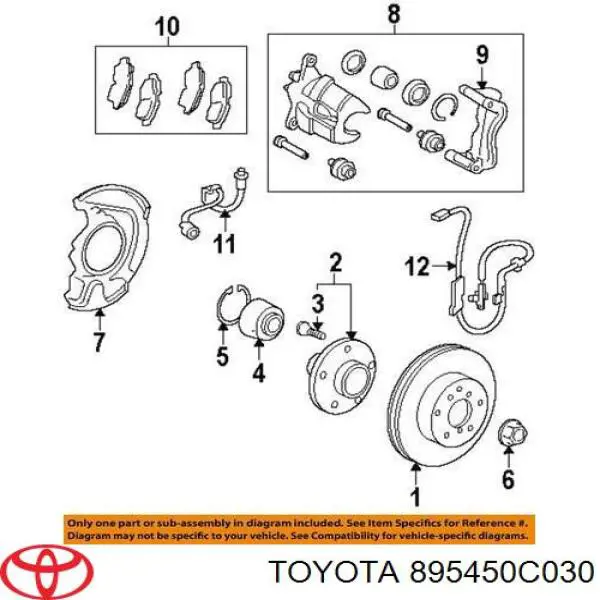 Датчик ABS задній правий Toyota 895450C030 ціна, від 59.78 USD