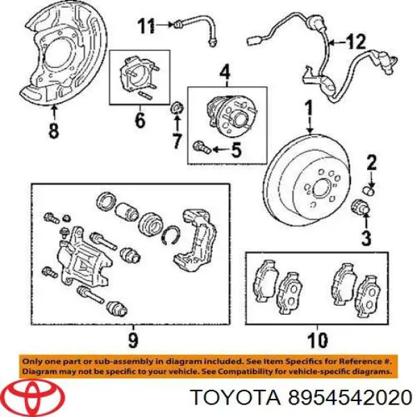 8954542020 Toyota Датчик АБС (ABS) задній правий
