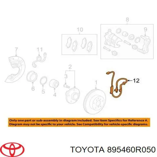 895460R050 Toyota Датчик ABS задній лівий