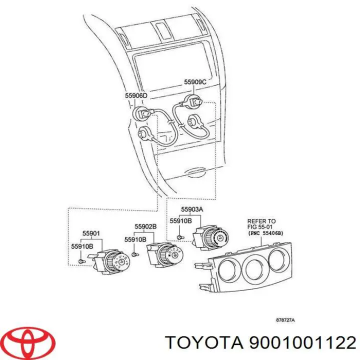 9001001122 Toyota Лампочка підсвічування регуляторів режимів опалення
