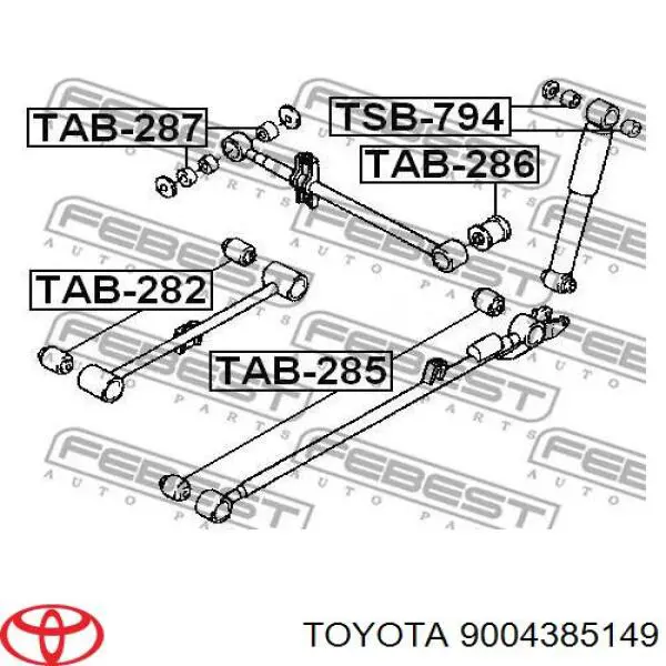 9004385149 Toyota Сайлентблок тяги поперечної, задньої підвіски