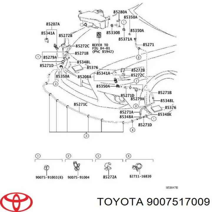 9007517009 Toyota штуцер трубок омивача