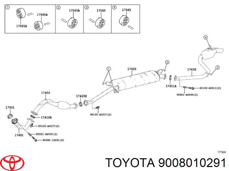 Болт вихлопної системи (глушника) 9008010291 Toyota