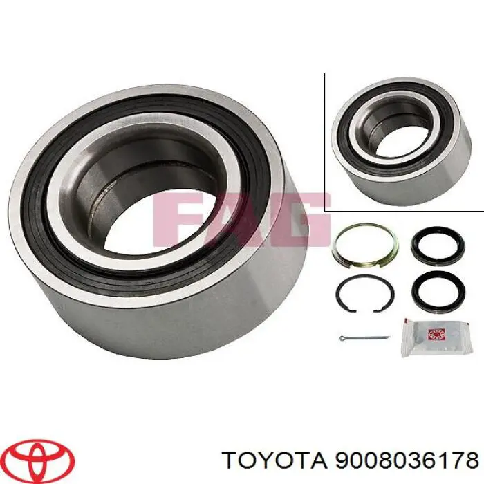 Комплект підшипник маточини передньої Toyota 9008036178 ціна, від 16.59 USD